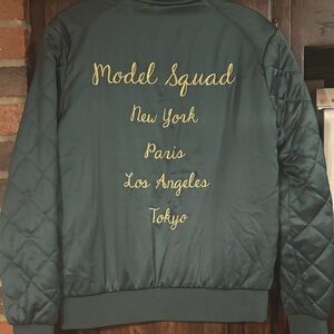 Green Jacket with Gold Embroidery model squad quilted